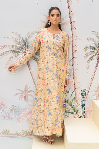 Beige Floral Kaftan