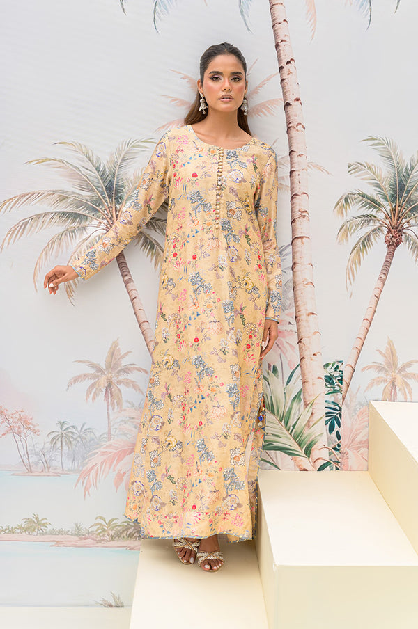 Beige Floral Kaftan