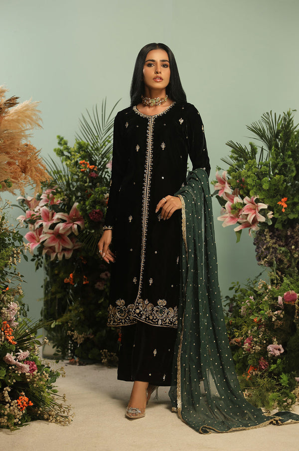 BLACK AND GREEN VELVET
