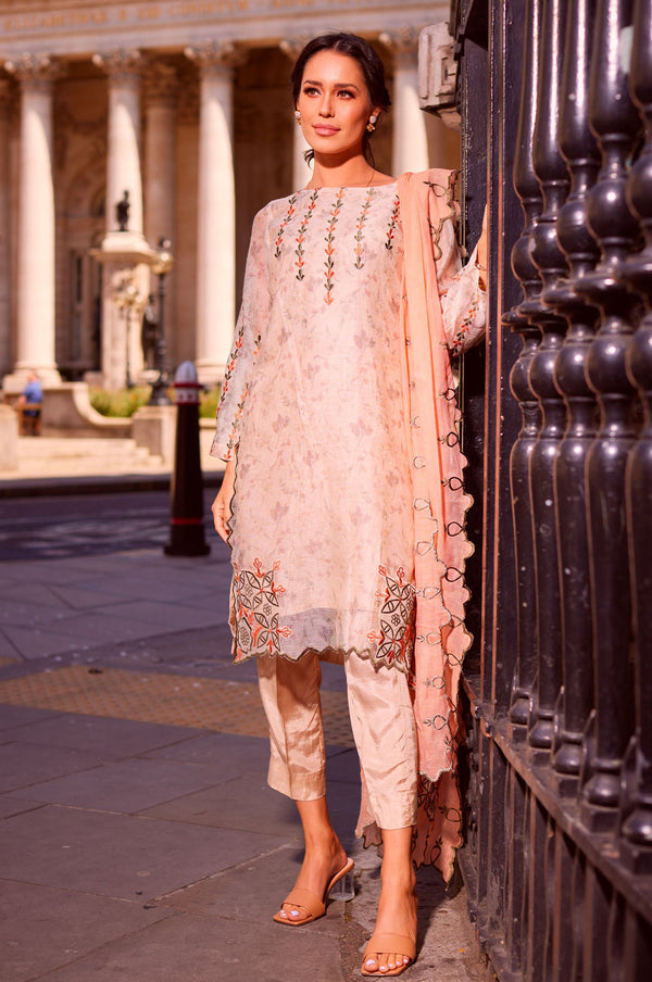 Beige and Coral Printed