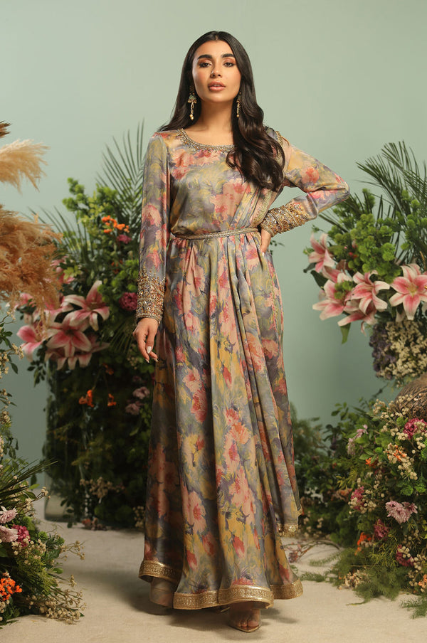 LILAC PRINTED SILK DRESS