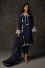Blue checked organza