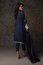 Blue checked organza