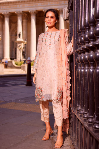 Beige and Coral Printed
